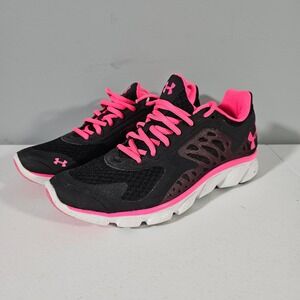 Under Armour Micro G Running Shoes Womens 8.5 Black Pink 1235704-001 Sneakers